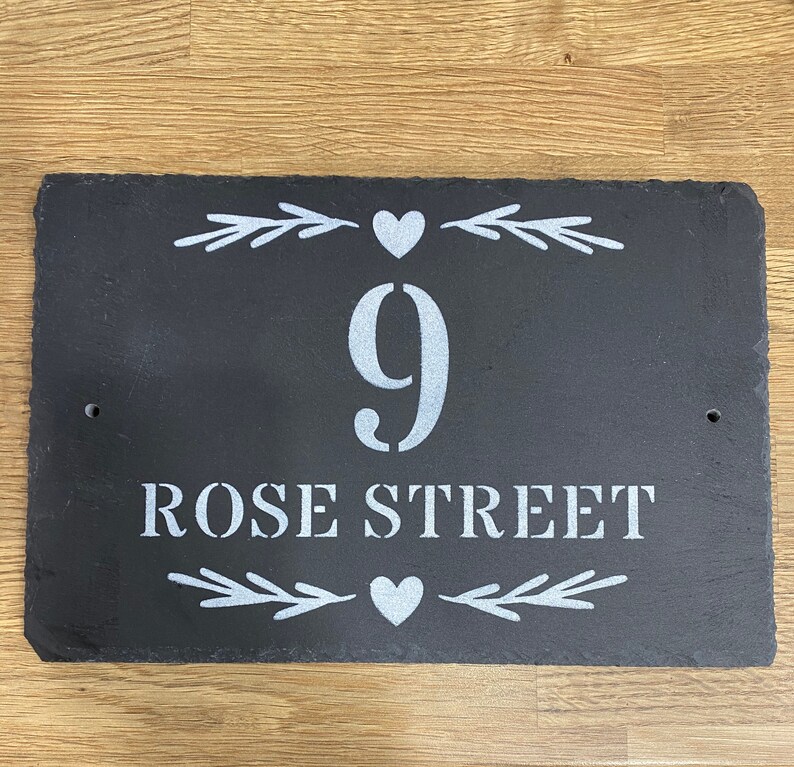 Slate House Number Sign Etsy