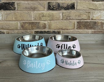 Personalised Pet Bowl Baby Pink, Baby Blue Small, Medium & Large Sizes
