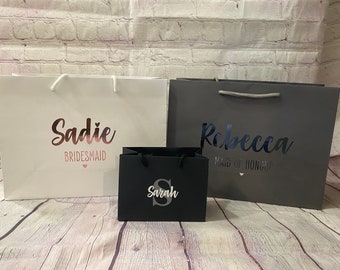 Personalised Gift Bag Luxury White & Black Gift Bag Wedding Gift Bag Bridesmaid Gift Bag Bridal Party Gift Birthday Bag