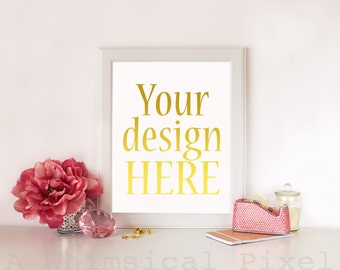 Styled Stock Photography | Feminine Pink & Gold | White Frame | Product Background Photo