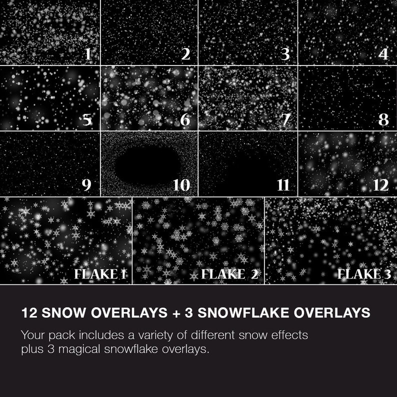 15 Snow Overlays Instant Download Includes 3 Snowflake Overlays Photoshop Editing image 5