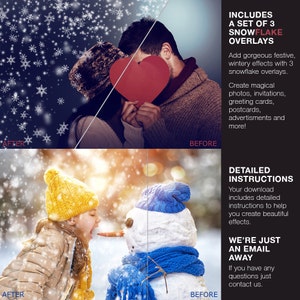 15 Snow Overlays Instant Download Includes 3 Snowflake Overlays Photoshop Editing image 3