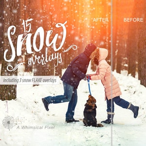 15 Snow Overlays | Instant Download | Includes 3 Snowflake Overlays | Photoshop Editing