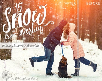 Snow Overlays | Photoshop | Instant Download | Includes 3 Snowflake Overlays