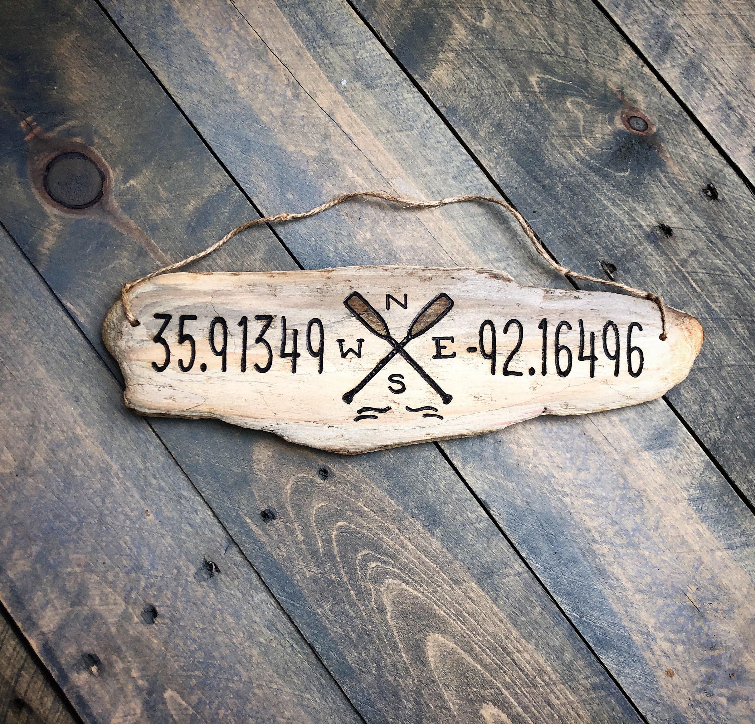 Panneau Personnalisé Longitude Latitude En Bois Vintage - Décoration Plage Rustique Fait Main
