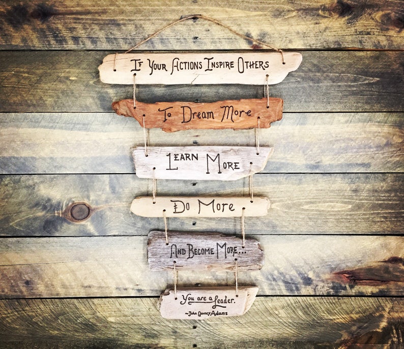 Leadership Inspirational Quote Driftwood Sign boss gift Etsy