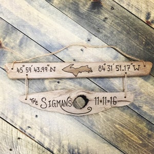 Custom Coordinate Sign State Outline, Family Established Personalized Driftwood, Longitude Latitude Sign, beach decor housewarming wedding image 10