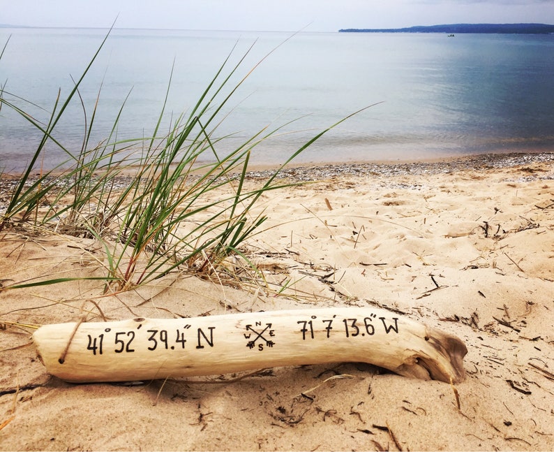 Personalized Driftwood Sign Custom Text & Coordinates Longitude Latitude Housewarming new home wedding coastal beach decor Mother's Day Gift image 8