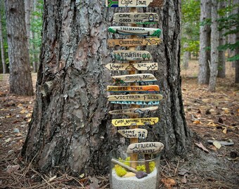 Personalized Destination Tree: Tabletop Travel Keepsake, Trip of a Lifetime Vacation Memories, Hand Engraved Signs, Custom Birthday Gift