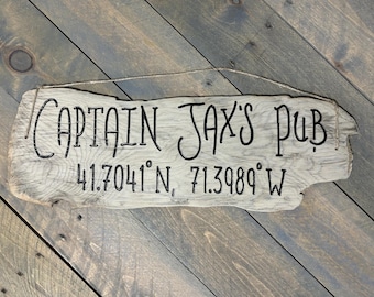 Personalized Text Coordinate Driftwood Sign Custom Longitude Latitude Father's Day gift, Birthday anniversary new home wedding beach decor