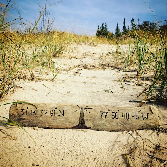 Personalized Lighthouse Driftwood Sign: Custom Lighthouse and Coordinates Sign, Nautical Coastal Decor, Nautical Lighthouse Gift
