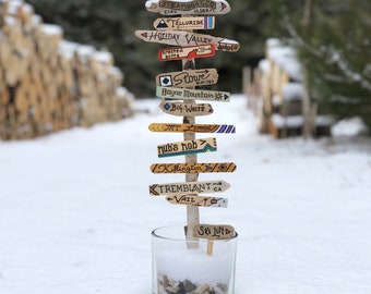 Custom Ski Snowboard Christmas Gift - Apres Ski personalized skiing resorts, snowboard vacation mountain ski sign, anniversary birthday gift