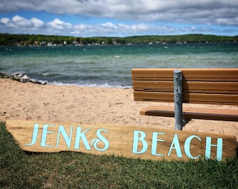 Custom Hand Painted and Hand Engraved Driftwood Sign:  Personalized Wood Sign, Beach Lake House Front Porch Decor, Wedding Gift