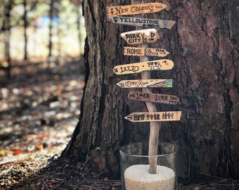 Custom Destination Tree Centerpiece: Personalized Wood Signs Travel Gift, Family Vacation Keepsake, Favorite Places Signage, Birthday Gift