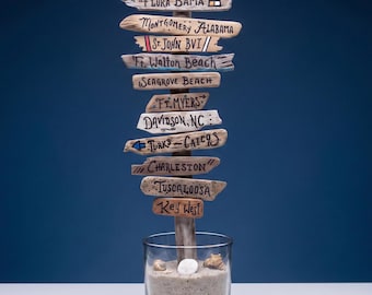 Personalized Driftwood Tree - Hand Engraved Signs Travel Wanderlust Destinations, World Travel Vacation Anniversary Beach Decor Centerpiece