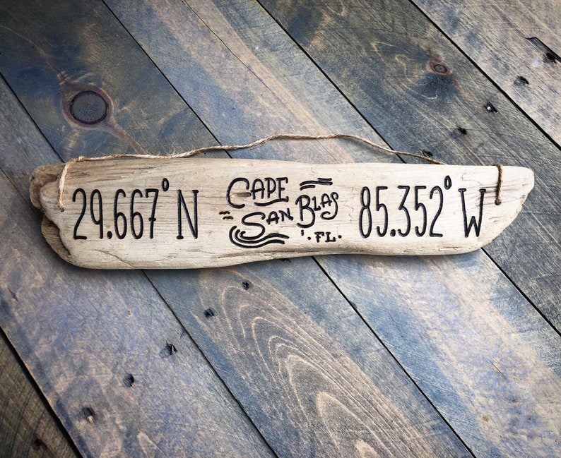 Personalized Driftwood Sign Custom Text & Coordinates Longitude Latitude Housewarming new home wedding coastal beach decor Mother's Day Gift image 6