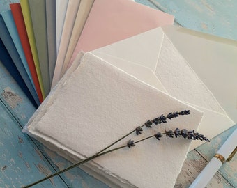 A6 Recycled Cotton Rag Paper Handmade Note Cards with Envelopes | Handmade Paper Note Cards | 100% recycled paper | Blank Pack of 8 or 16