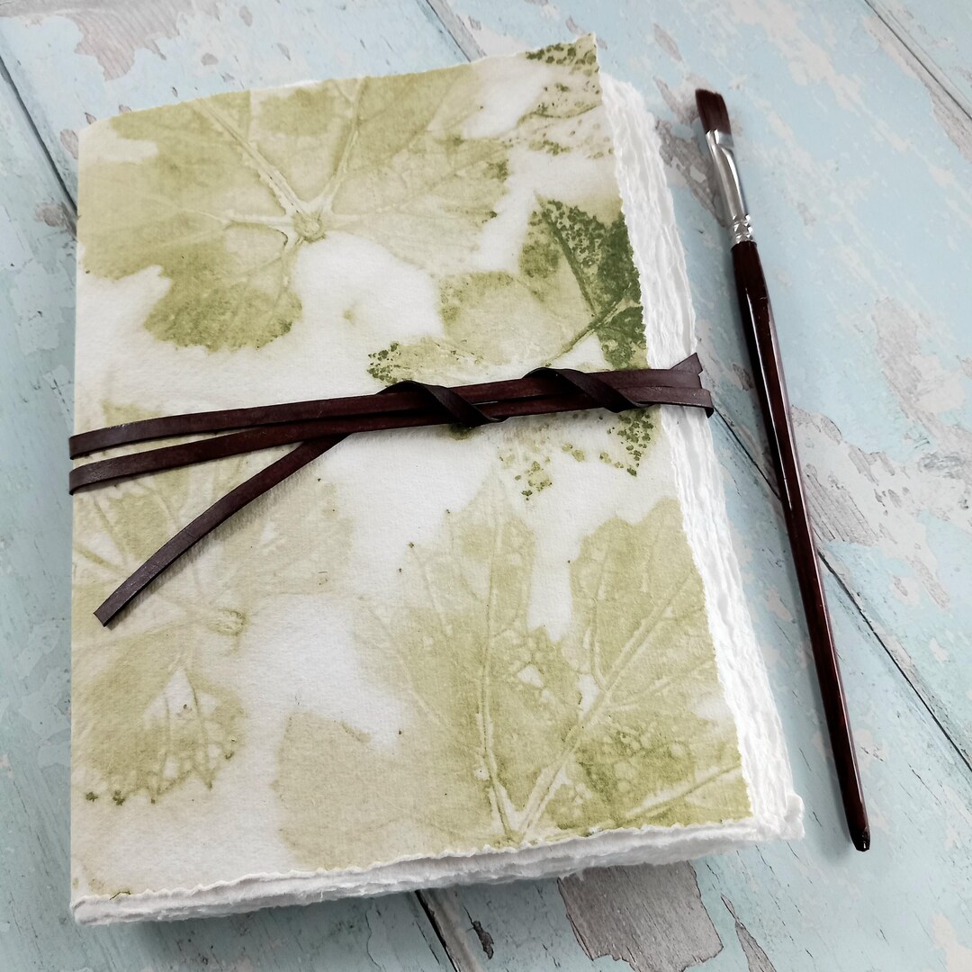 Watercolor Rag Leaf Eco Print Artists Watercolor Sketchbook | A4 / A5 / A6 Handmade ...
