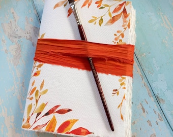 Cuaderno de bocetos para artistas en acuarela / A4 / A5 / A6. Diario artístico hecho a mano / Papel de algodón reciclado. Acuarela, gouache y acrílicos. Otoño.