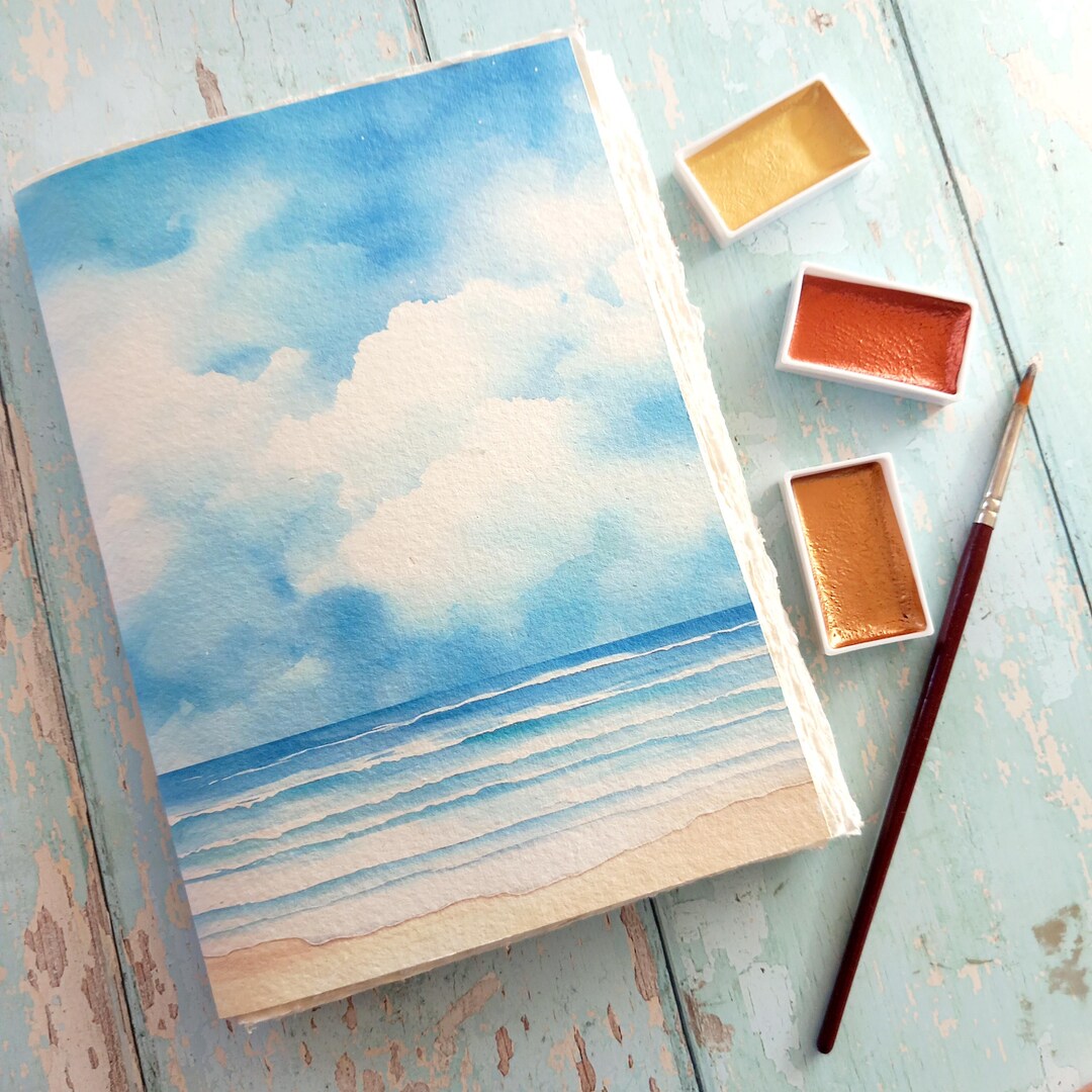 Watercolor Rag Artists Watercolor Sketchbook | A5 / A6 Handmade Art Journal | Recycled ...