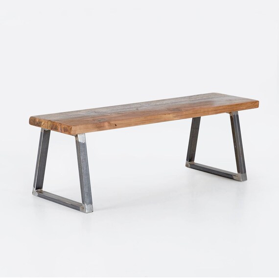 Industrial Reclaimed Wood Bench The Triangle Etsy