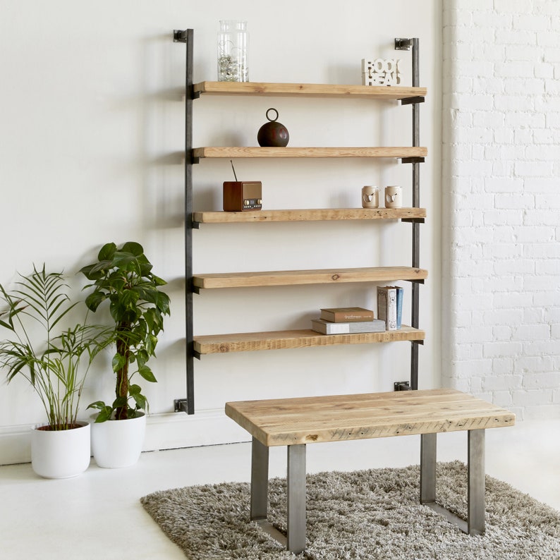 Industrial Reclaimed Wood Shelving Unit Wall mounted Etsy