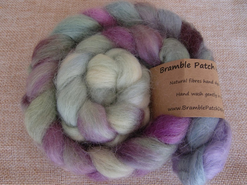 Hand Dyed Wensleydale British Rare Breed Combed Top for Spinning or Felting 100g