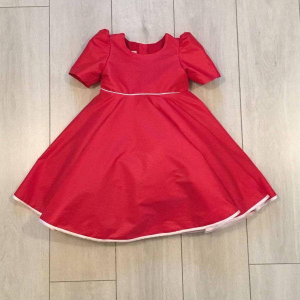 Robe bébé cérémonie rouge avec manches bouffantes