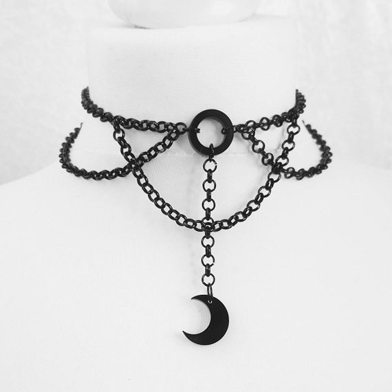 Limited Made To Order Moon Gothic Chains O Ring Choker