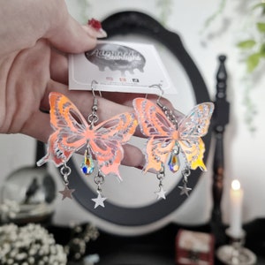 Butterfly Fairy Drop Rainbow Iridescent Acrylic Earrings