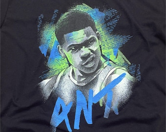 Koszulka Anthony'ego Edwardsa, Ant-Man, Koszulka z grafiką, Koszulka z ilustracją do koszykówki, Minnesota Timberwolves w kolorze zielonym, niebieska grafika fanowska