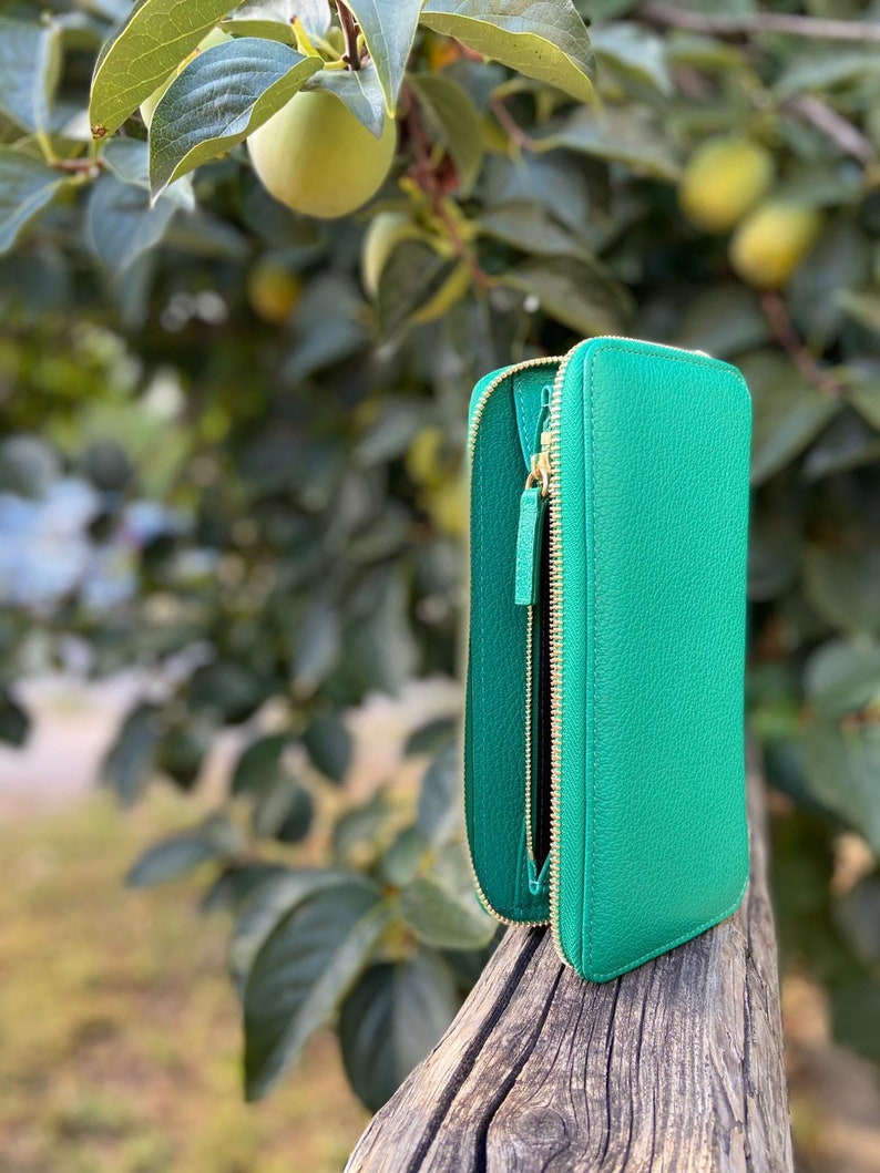 Mint green leather wallet. Wallet women's wallet leather Etsy