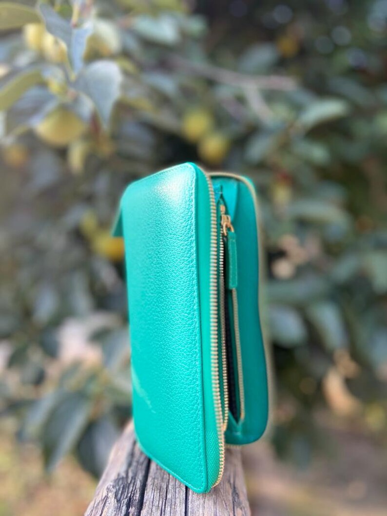 Mint green leather wallet. Wallet women's wallet leather Etsy