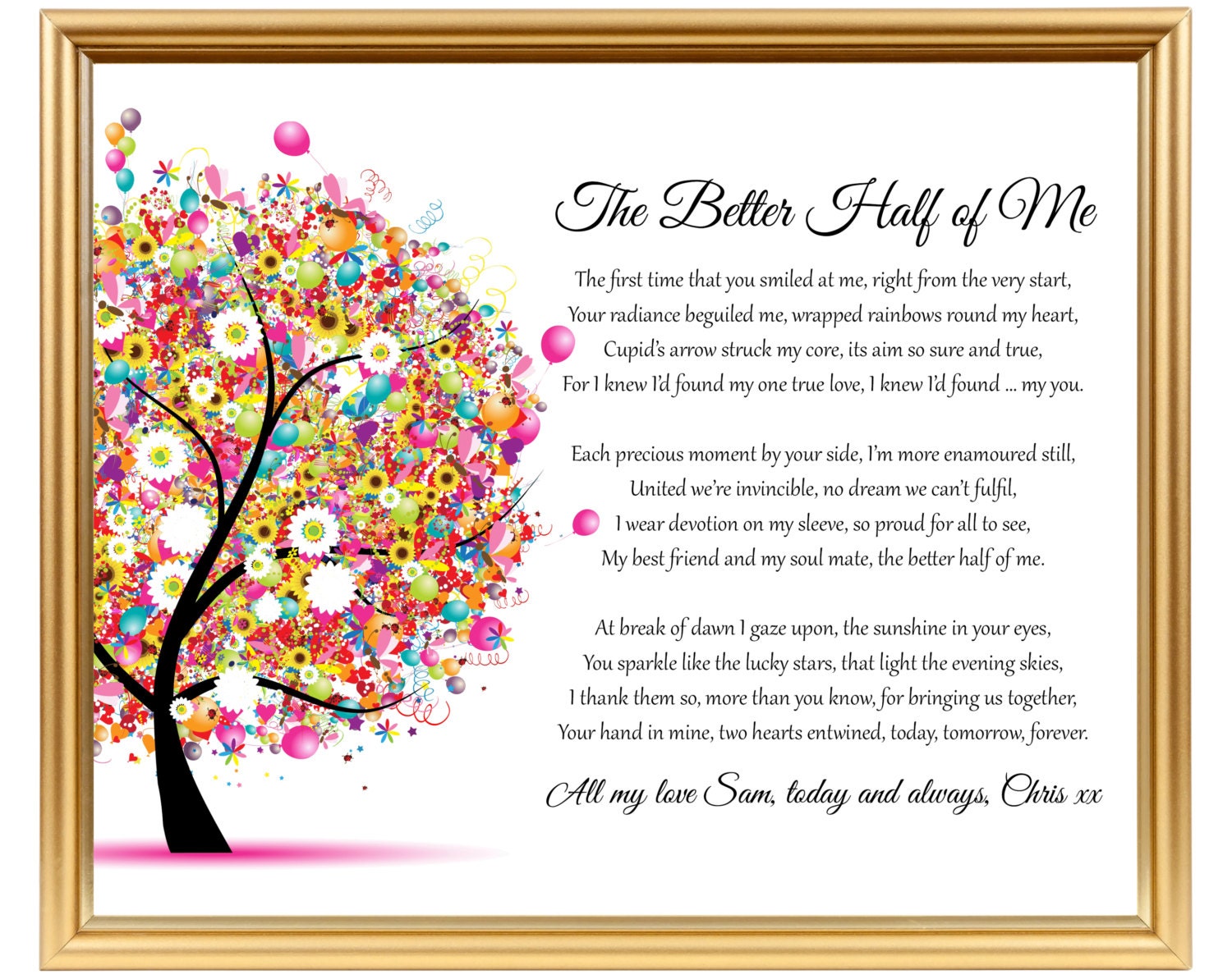 Gift for Valentines Day Birthday Anniversary Personalized Poem | Etsy