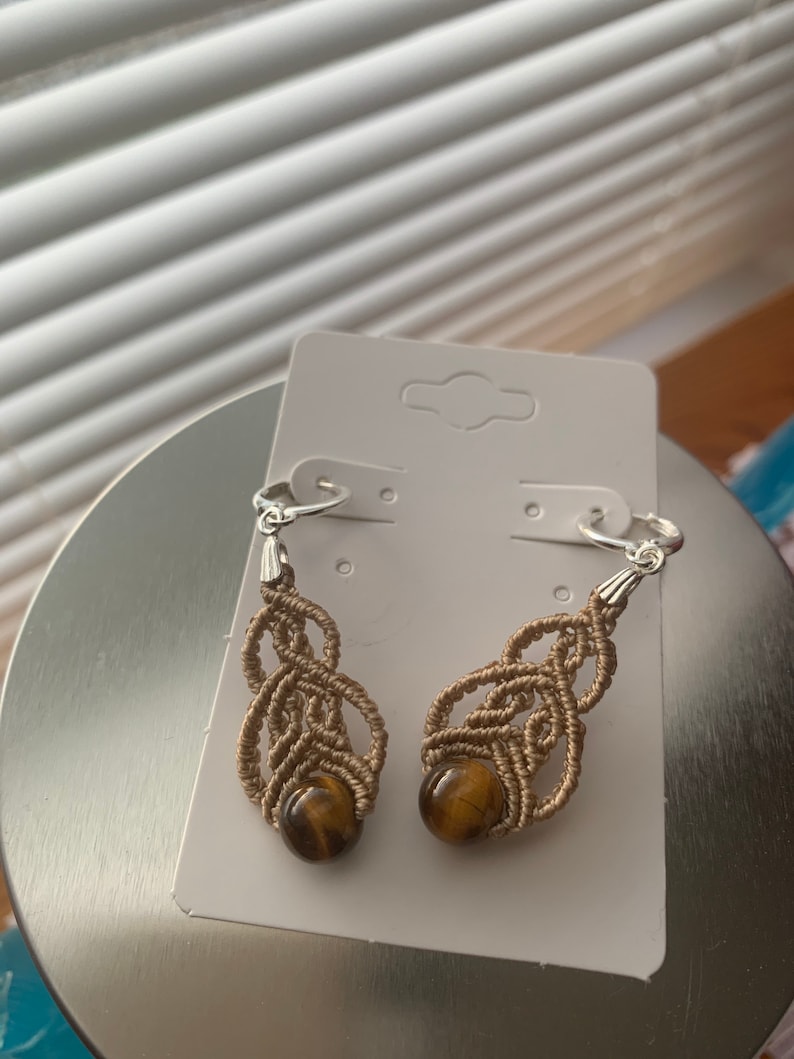 Tiger eye macrame earrings