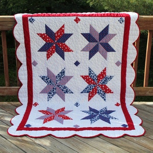 Patriotic American Star Quilt Pattern, PDF Digital Download(Quilt Top Only, quilting and binding instructions not included)