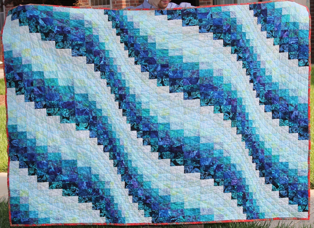 Bargello Quilt Pattern Ocean Waves, Lap, Full, Queen and King Sizes, Digital Download PDF