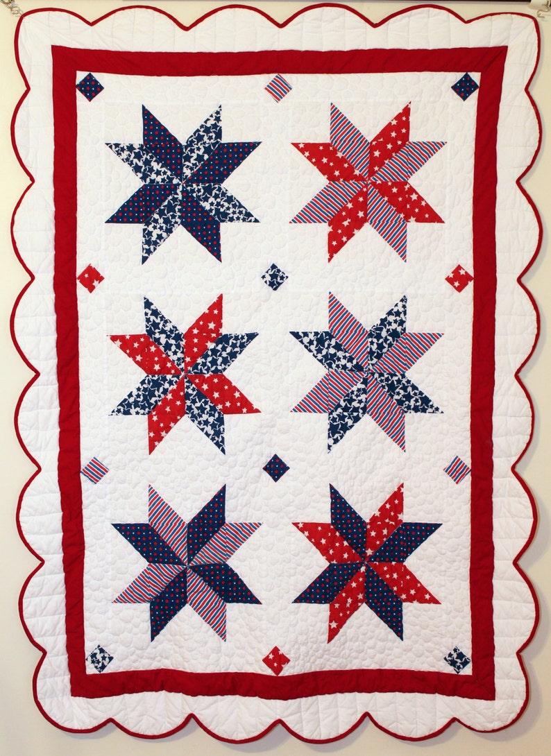 Patriotic American Star Quilt Pattern PDF Digital Etsy