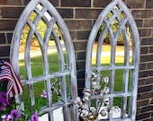 Farmhouse Arched Frames with Mirror set of two