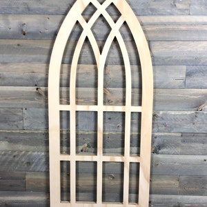 Arched window frame unfinished