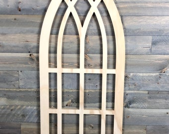 Arched window frame unfinished