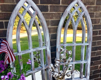 Farmhouse Arched Frames with Mirror set of two