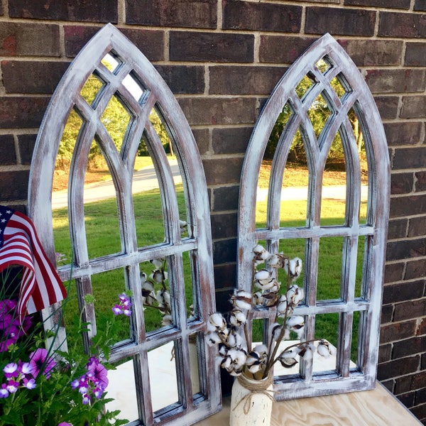 Farmhouse Arched Frames with Mirror set of two