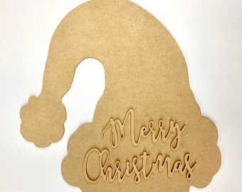 Santa hat door hanger, christmas door hanger, merry christmas cut out