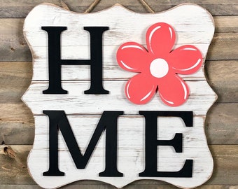 Shiplap Home Sign, Home sign kit with unfinished letters H, M, E and four attachments