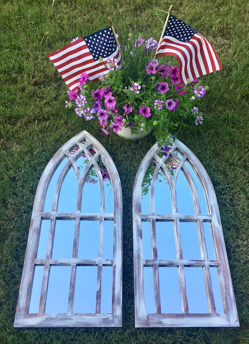 Farmhouse Arched Frames with Mirror set of two image 2