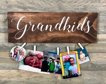 Grandkids picture sign, photo holder, grandparent gift, Grandkids Make Life Great, Grandparent Sign