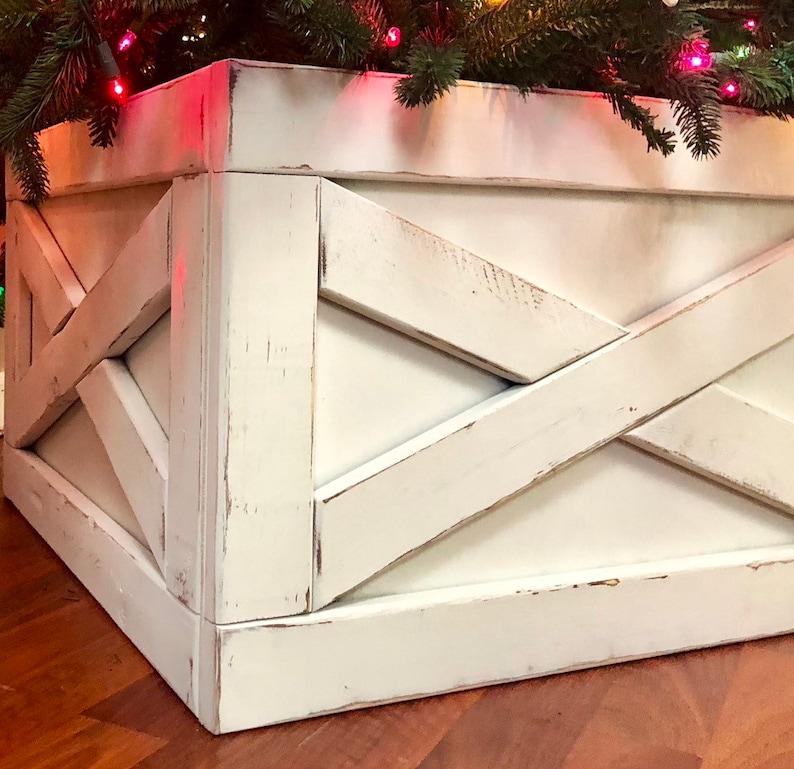 Farmhouse Christmas tree box skirt Etsy