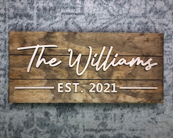 Pallet wood Sign / Last Name Sign / Family last name sign for personalized Anniversary Gift / 3D Sign / Family Established Sign