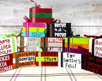 Tiered Tray Decor-Mini Book Stacks-Holiday Decor